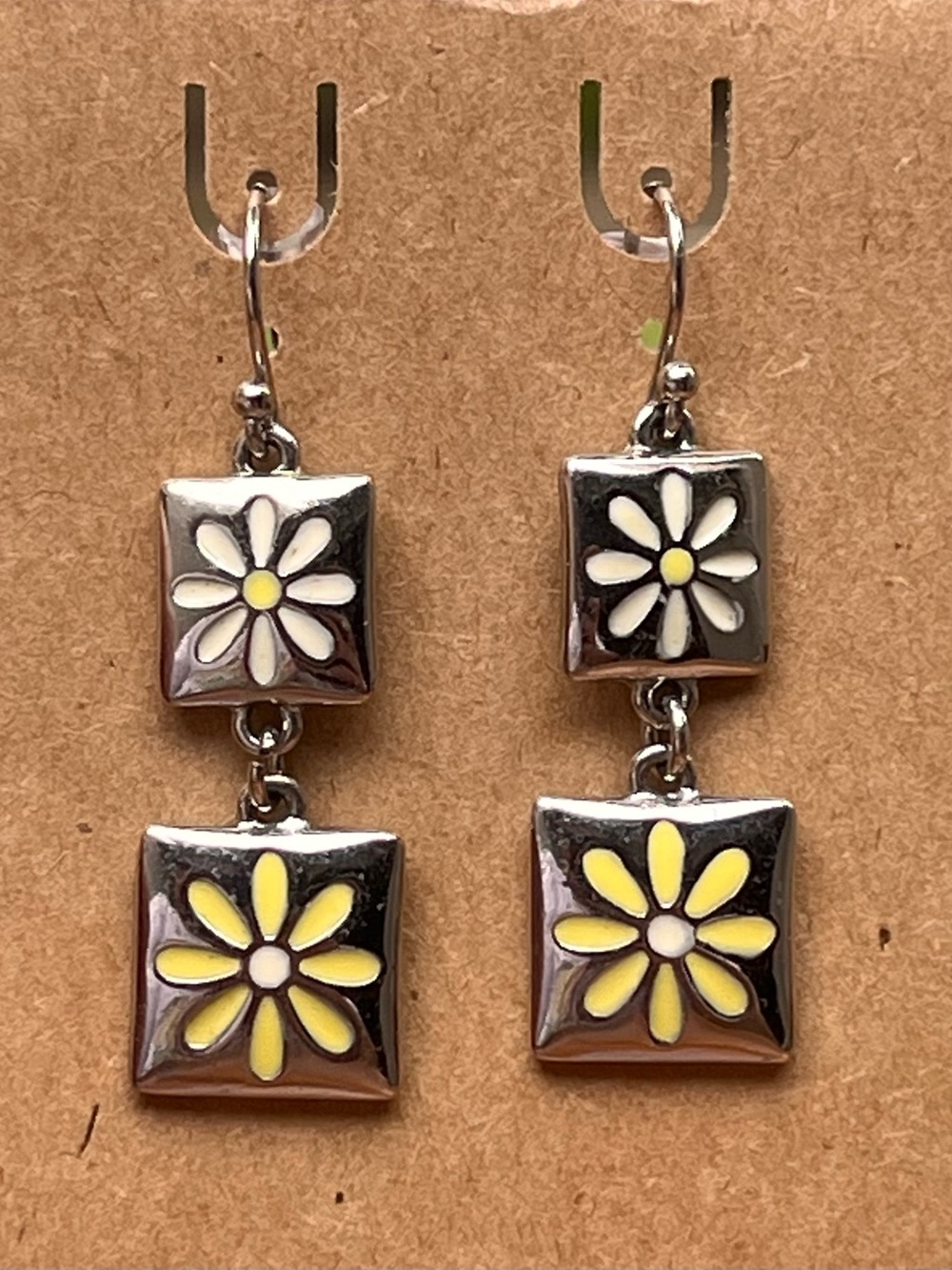 Sterling-Style Yellow Daisy Drop Earrings - Women Jewelry